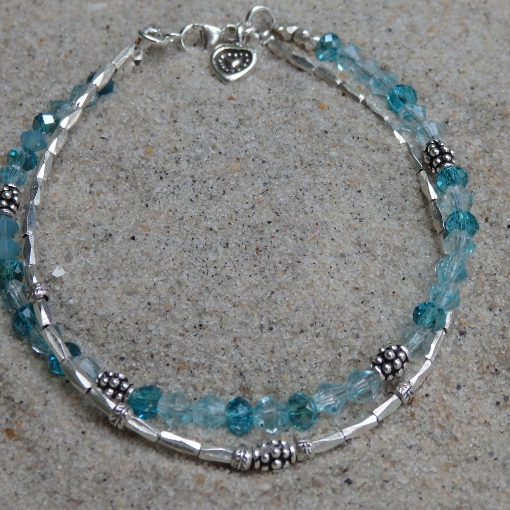 NWT Sterling Silver & Crystal Multistrand Bracelet